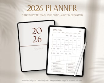 Ready to Print 2026 Planner, PDF Planner, Editable Daily Weekly Monthly Planner