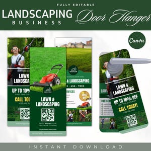 Landscaping & Lawn Care Business Template, Lawn Services Business, Landscaping Service Flyer Door Hanger, Lawn Service Marketing, Canva