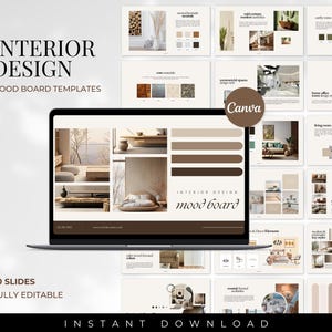 Interior Design Mood Board Template, Interior Design, Client Presentation, Interior Designer Moodboard, E-Design Presentation Board, Canva