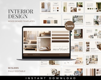 Interior Design Mood Board Template, Interior Design, Client Presentation, Interior Designer Moodboard, E-Design Presentation Board, Canva
