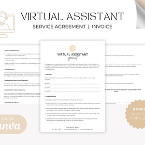 Bearbeitbarer Vertrag für einen virtuellen Assistenten, ein Dienstvertrag für einen virtuellen Assistenten, einen Vertrag für einen freiberuflichen virtuellen Assistenten, einen Vertrag für persönlichen Assistenten
