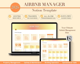 Planejador para Gerente do Airbnb no Notion, Modelo do Notion para Airbnb, Painel do Notion, Planejador para Gerente do Airbnb, Produtividade e Organização, Notion