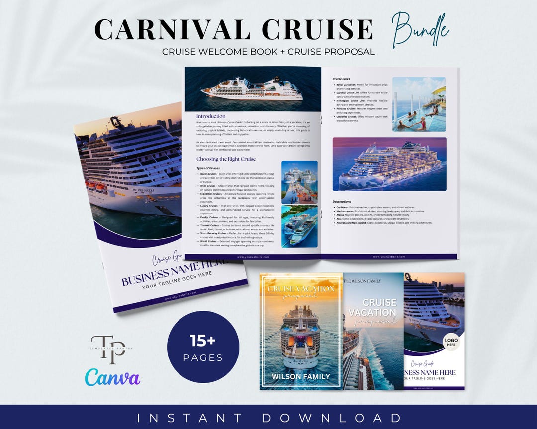 Travel Cruise Handbook Bundle Template, Travel Itinerary Template ...