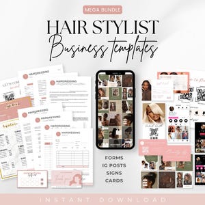 Hairstylist Instagram Canva Templates, Hairdresser Instagram Template, Hairstylist Social Media Post, Hair Salon Posts, Hairstylist Branding