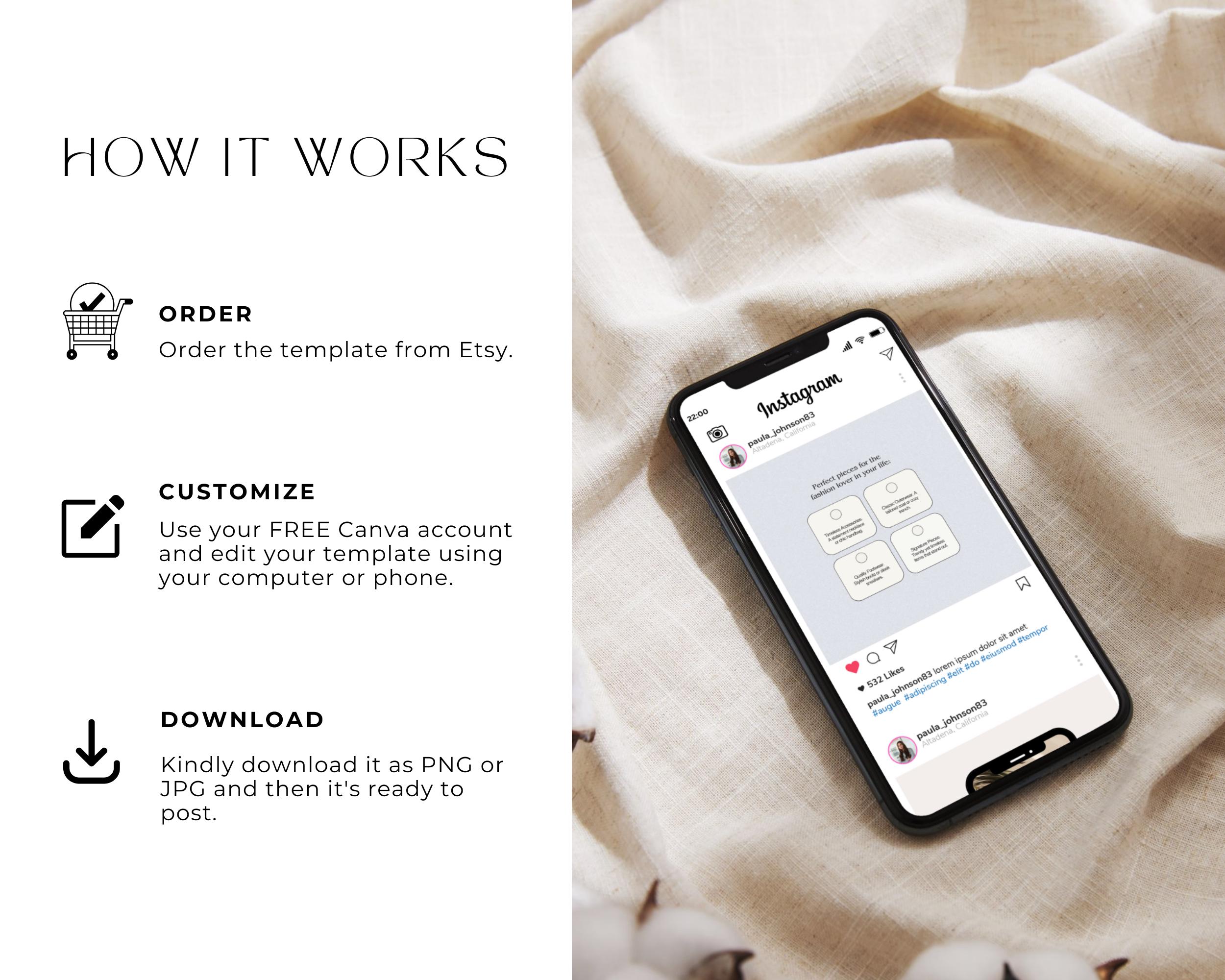 Modelli di post Instagram per e-commerce di moda Canva, Instagram