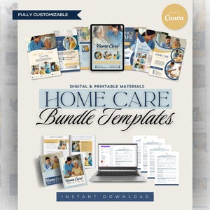 78 Seiten Home Care Template Bundle, Senior Care Vorlagen, Forms Flyer Workbook Ebook, Homecare Senior Carefleckenmuster, Canva Template