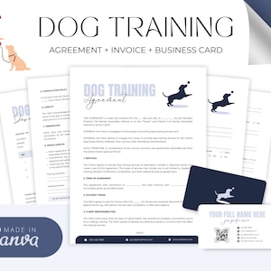 Editable Dog Training Contract Template, Dog Trainer Templates, Dog Training Service Agreement, Dog Training Business Forms, Canva editable