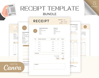 Editable Receipt Template, Printable Receipt Template, Order Form Template Editable, Receipt Template, Invoice Template, Small Business Form