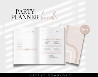 Printable Party Planner Bundle, Event Planner Notebook, Digital Birthday Party Planning Checklist, Event Organizer Template, Canva Template