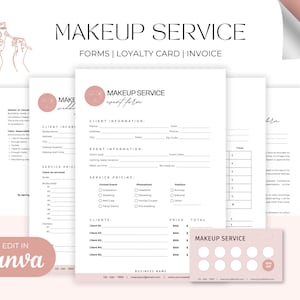Editable Makeup Contract Template, Freelance Makeup Artist Contract, Makeup Artist, Makeup Contract Template, Cosmetology CANVA TEMPLATE