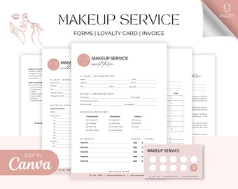 Bearbeitbare Make-up-Vertragsvorlage, Freelance Makeup Artist-Vertrag, Makeup Artist, Makeup-Vertragsvorlage, Cosmetology CANVA TEMPLATE