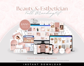 1000+ Pages Esthetician Full Business Bundle Kit, Esthetician Social Media Templates, Beauty Brochure Flyers Template, Beauty Marketing Kit