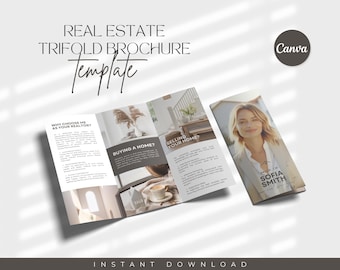 Minimalist Real Estate Introduction Trifold Brochure, Canva Luxury Real Estate Listing Brochure, New Agent Marketing, Editable Listing Flyer