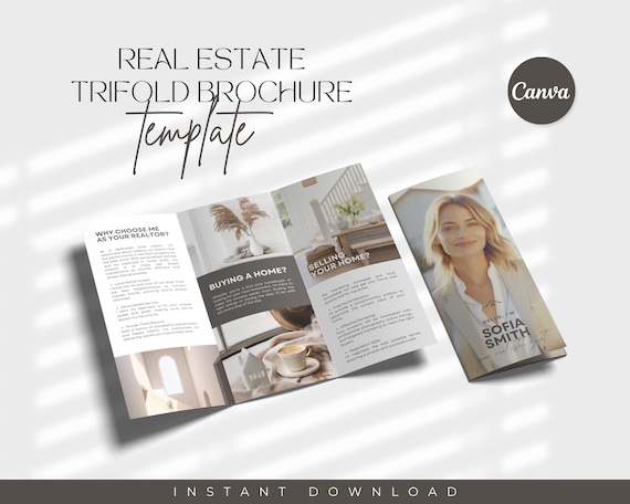 Minimalist Real Estate Introduction Trifold Brochure, Canva Luxury Real Estate Listing Brochure, New Agent Marketing, Editable Listing Flyer