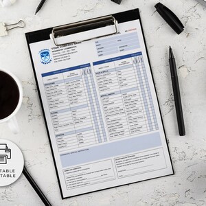 May include: A printable cleaning service checklist with a blue and white color scheme. The checklist includes sections for areas to be cleaned, services required, and special instructions. The checklist is designed for residential and commercial cleaning services.