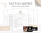 Tattoo Studio Client Forms Bundle, Tattoo Artist Intake Template, Tattoo Consent Waiver, Media Release Forms, Aftercare Business Cards