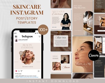 Plantillas de Instagram para el cuidado de la piel, Plantilla de Instagram para esteticista, Publicaciones en redes sociales para el cuidado de la piel, Paquete de cuidado de la piel, Entrenador de cuidado de la piel, Publicación sobre el cuidado de la piel