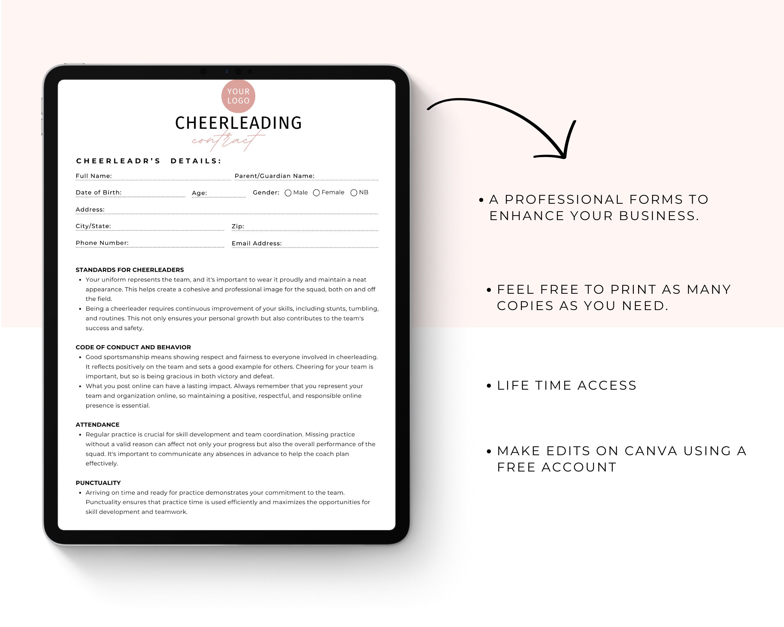 Cheerleading Contract Template, Cheerleading Tryouts Flyer, Coaching Cheerleading Contract Template, Cheerleading Tryouts Flyer, Coaching