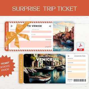 Biglietto regalo digitale per viaggio a sorpresa VENICE, carta d'imbarco stampabile VENICE, stai andando in Italia! - Carta d'imbarco stampabile, biglietto vacanza