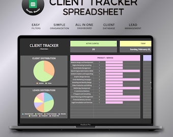 Kalkylblad för klientspårning, Google Sheets för klienthantering, Kalkylblad för småföretag, Företagsspårning, Kundlista, Kundplanerare