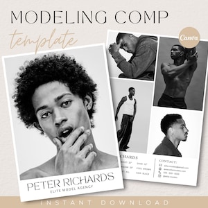 Männliche Modellierung Entwurf Karte, Mode Lebenslauf Fotokarte, Modellierung Entwurf Karte, Mode Karte, Modellierung, Mode Modell Portfolio, Canva