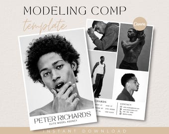 Male Modeling Comp Card Template, Fashion Resume Photo Card, Modeling Comp Card, Fashion Card, Modeling, Fashion Model Portfolio, Canva