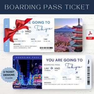 Tokyo Japan Gift Ticket, Tokyo Trip Ticket, Tokyo Surprise Trip Gift Ticket, Tokyo Trip, Tokyo Vacation, Tokyo Holiday Plane Ticket, Japan