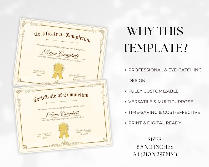 Simple & Elegant Certificate Template, Certificate of Completion ...