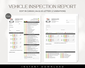 Printable Vehicle Inspection Report, CANVA Template Editable Car or Equipment Rental Inspection Checklist, Used Vehicle Inspection Sheet