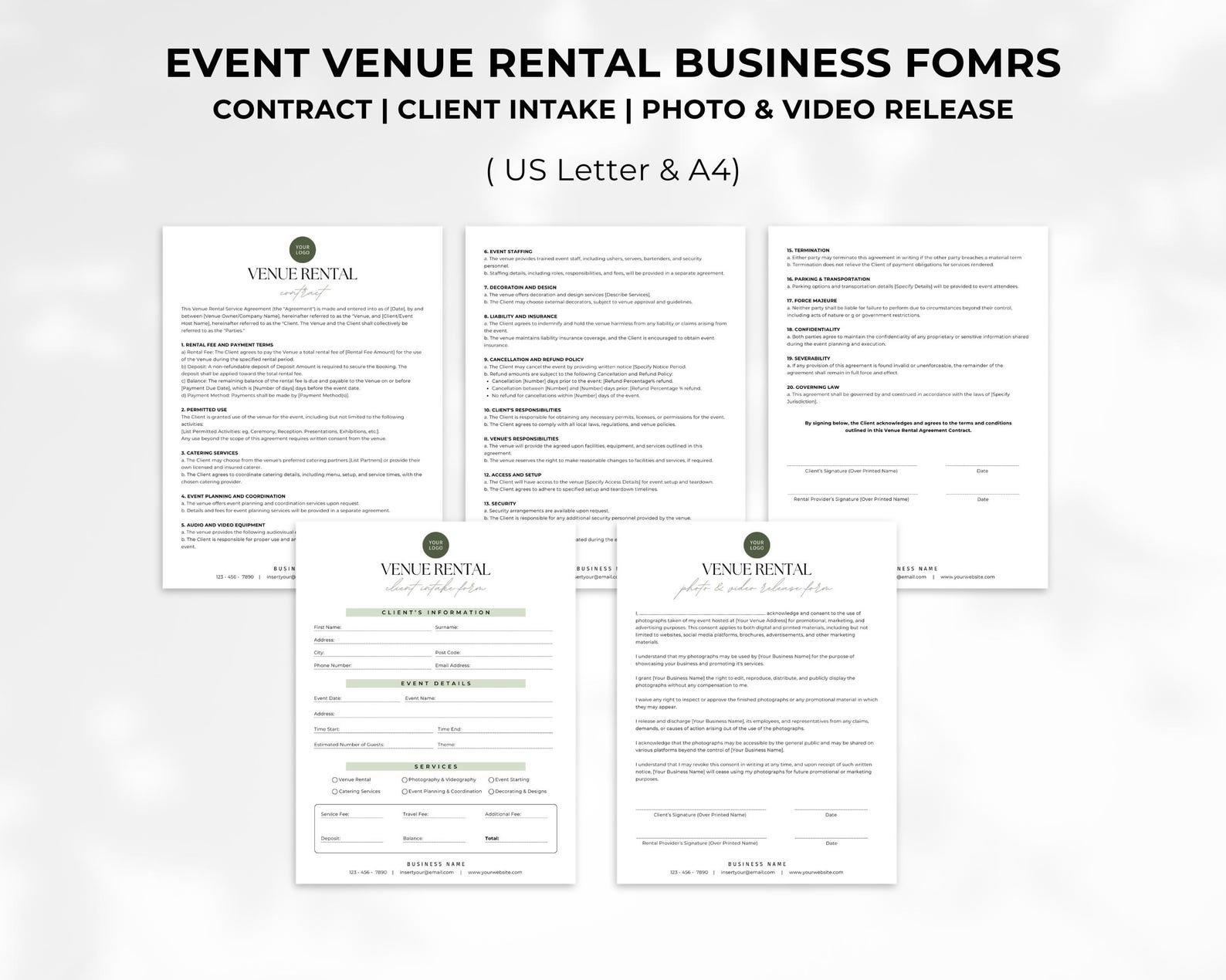 Hosting Event Form Sample Event Venue Rental Forms Bundle, Wedding Venue Form Templates, Event ...