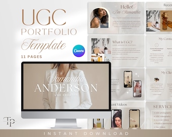 Plantilla de portafolio de contenido generado por el usuario, plantilla de portafolio de contenido generado por el usuario Canva, plantilla de sitio web de contenido generado por el usuario, kit de medios, kit de creación de contenido, portafolio de contenido generado por el usuario