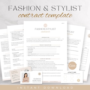 Fashion Stylist Contract Template, Editable Personal Stylist Contract Template, Wardrobe Consultant Service, Freelance Stylist Business Form