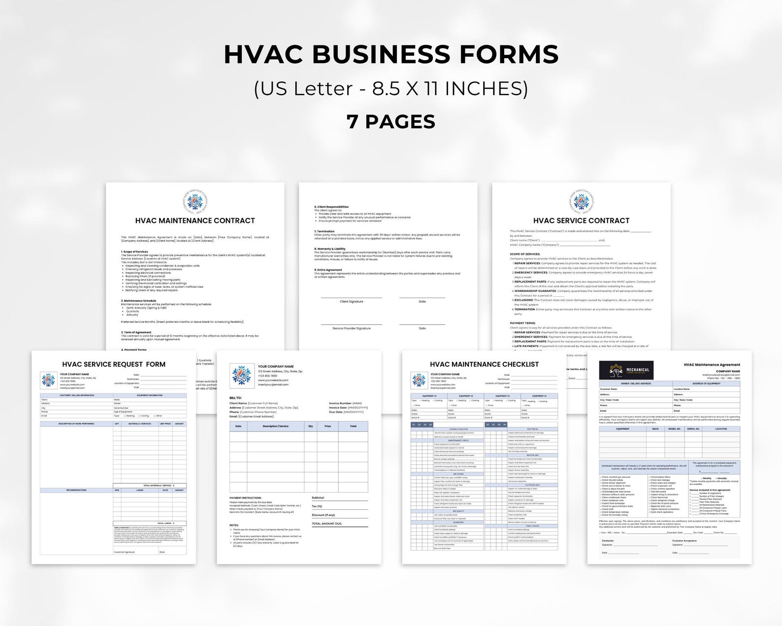 HVAC Maintenance Forms Template, Heating Ventilation and Air ...