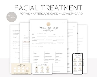 Facial Treatment Forms - Editable Esthetician Templates, Printable Skincare Consent Forms, Beauty Salon Forms, Facial Consultation Form