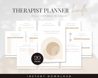 Therapist Planner Template, Therapist Planner, Therapy Session Notes, Therapist Notebook, Therapist Worksheets, Counseling Notes, Canva