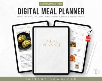 Minimalist Meal Planner PDF, Printable Weekly Meal Planner, Simple Meal Planner Printable, Digital Meal Planning, Weekly Meal Prep Planner