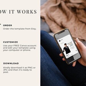 May include: Image showing a smartphone displaying a social media template with the text "Your Legal Mission". The image also includes instructions: Order from Etsy, Customize with Canva, and Download as PNG or JPG.