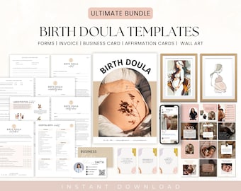 Birth Doula Forms Template, Forms, Invoice, Business Card, Affirmation Cards, Wall Art, Birth and Postpartum Professionals, Birth Doula