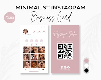 Tarjetas de presentación de Instagram, tarjetas de presentación digitales de Canva para hacer tú mismo, plantillas para esteticistas, tarjetas de presentación de IG, tarjetas de presentación rosas, tarjetas de influencers de IG