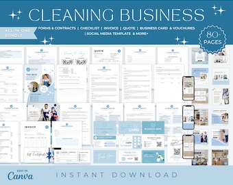 Cleaning Business Bundle, Cleaning Forms, Logo, Service agreement, Cleaning Business flyer, Cleaning Business Cards, Cleaning Social media