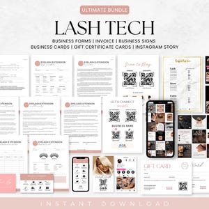Lot de modèles techniques pour cils, lot professionnel pour technicienne en cils, formulaire de consentement pour une extension de cils, marquage des cils, formulaires pour esthéticienne, réception des clients