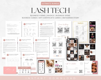 Lash Tech Template Bundle, Lash Technician Business Bundle, Lash Extension Consent Form, Eyelash Branding, Esthetician Forms, Client Intake