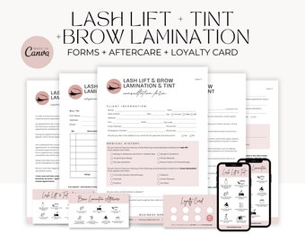 Lash Lift Client Forms, Brow Lamination, Lash Lift, Tint Forms, Editable Lash Consent Templates, Lash Tech Consultation, Esthetician Forms