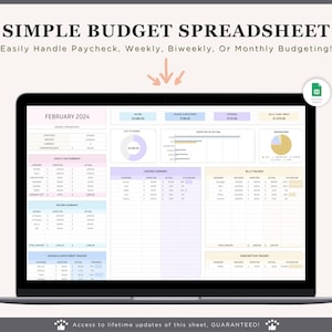 Budget Planner, Google Sheets Monthly Budget Spreadsheet, Paycheck Budget Tracker, Google Sheets Weekly Budget Template BiWeekly Budget Debt