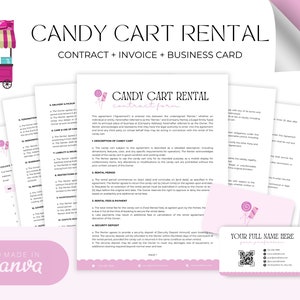 キャンディカートレンタル契約、パーティー用品契約テンプレート、イベント用品契約、編集可能な契約書フォーム、即時ダウンロード