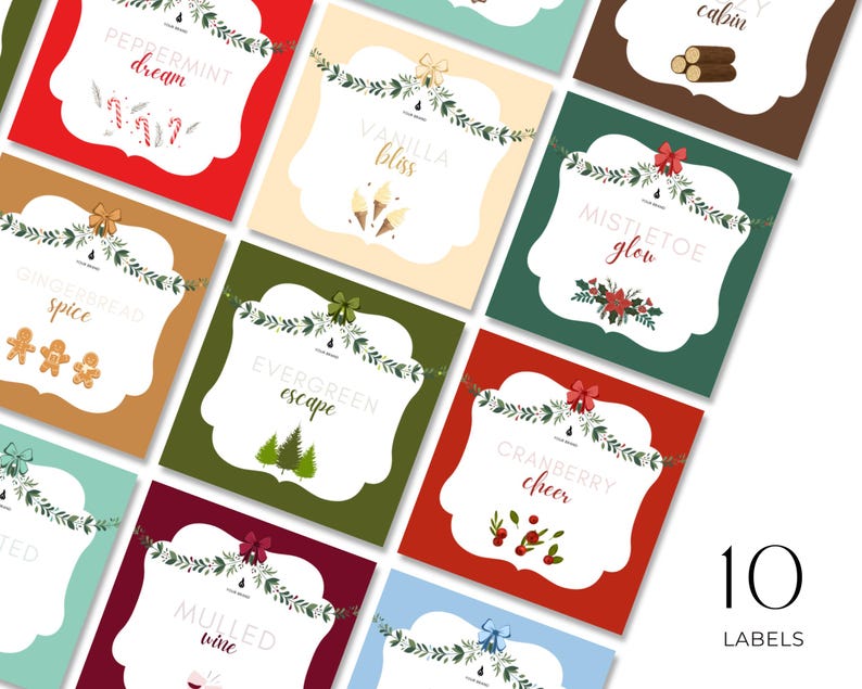 Printable Christmas Candle Label Template, Editable Holiday Candle