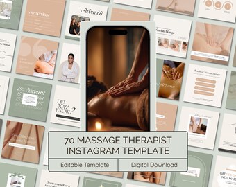 Mallar för Instagram-paket för massageterapeuter, Instagram-mallar för massage, Instagram-inlägg för spa, Instagram-flöde för massagemarknadsföring, Canva