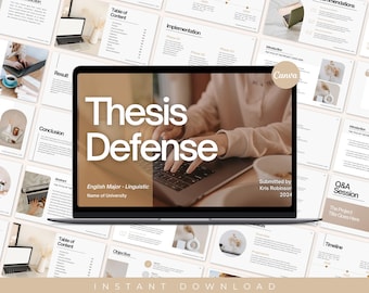 Thesis Presentation, Dissertation Slides Deck, Thesis Defense PowerPoint Presentation Template, PhD Masters School, PPT, Academic Student