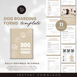 Pet Boarding Business Forms, Editable & Printable Dog Boarding Forms Templates, Dog Boarding Contract, Pet Care, Pet Sitting Service, Canva