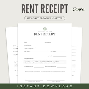Simple Editable Printable Receipt, Minimalist Receipt, Customer Receipt, Business Invoice Template, Business Receipt, Payment Receipt, Canva